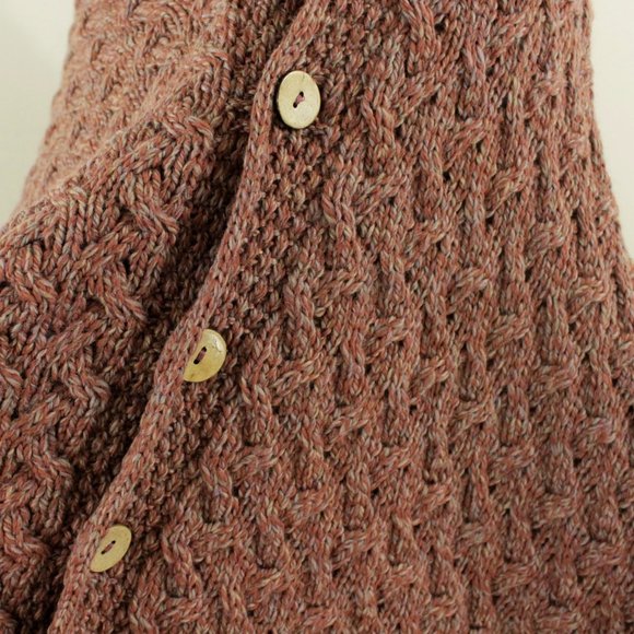 New Aran Irish Wool 3 Way Poncho Shrug Wrap Brown - Picture 6 of 9